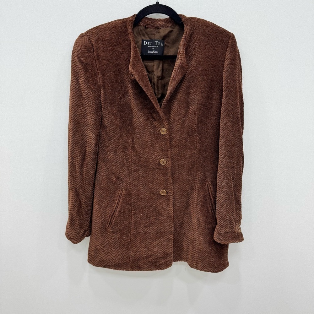 Vintage 90s Dei Tre made in Italy for Neiman Marcus Blazer Jacket Brown Sz 42
